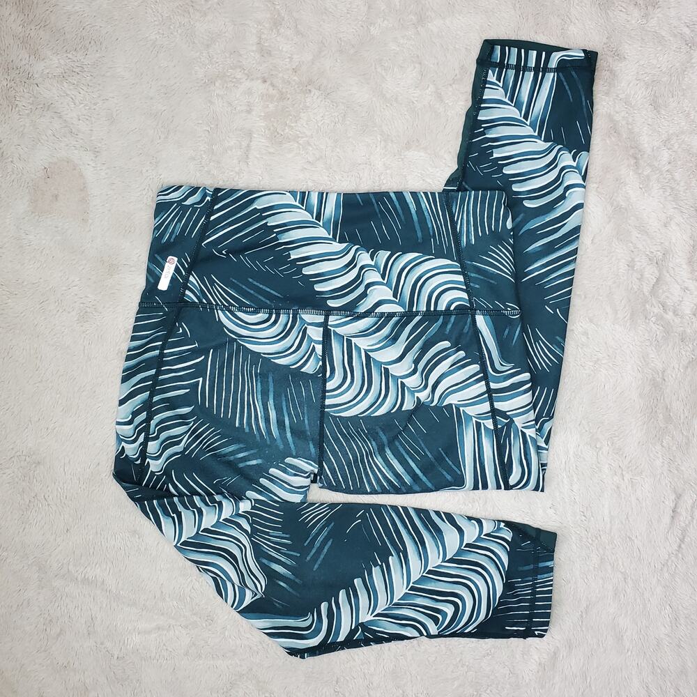 Zella Green Leaf Leggings Medium - Picture 3 of 9